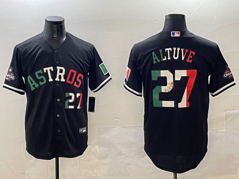 Men Houston Astros #27 Altuve Black Fashion Game 2025 Nike MLB Jersey style 1